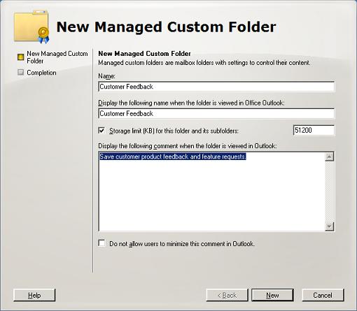 New Managed Custom Folder