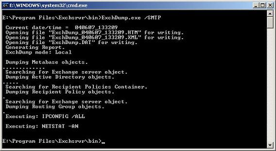 ExchDump.exe gathering SMTP information