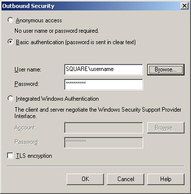 SMTP Virtual Server Outbound Security