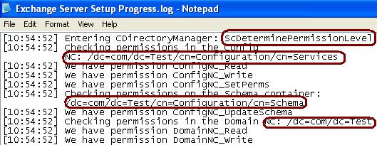 Permissions required by the Exchange Setup to update Active Directory