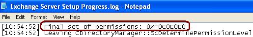 File Set of Permissions in the Log file