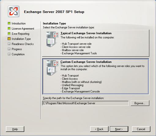 Custom Exchange 2007 Installation