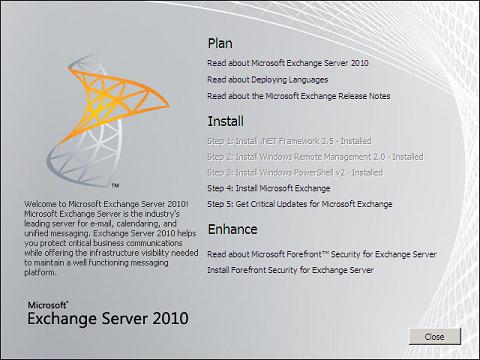 Exchange 2010 Installation Steps