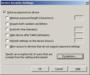 Device Security Settings