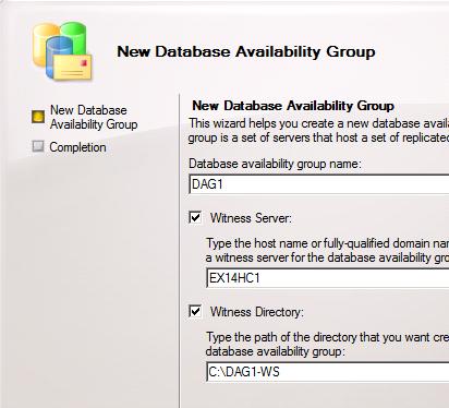 New Database Availability Group - Configuration