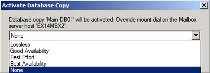 Activate Database -  Override Mount