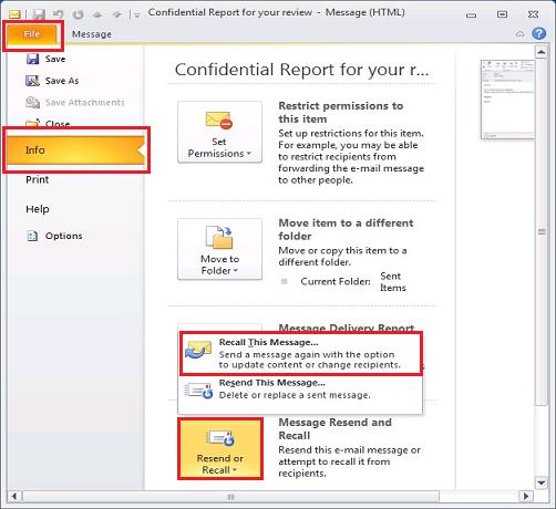 Outlook 2010 Recall Message