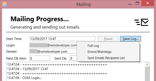 Mailing Wizard Monitor and Logs