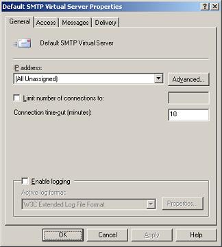 SMTP Virtual Server General Properties