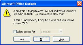 Outlook Object Model Warning