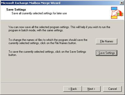 ExMerge Save Settings