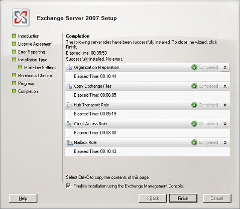 Exchange 2007 Setup Ready