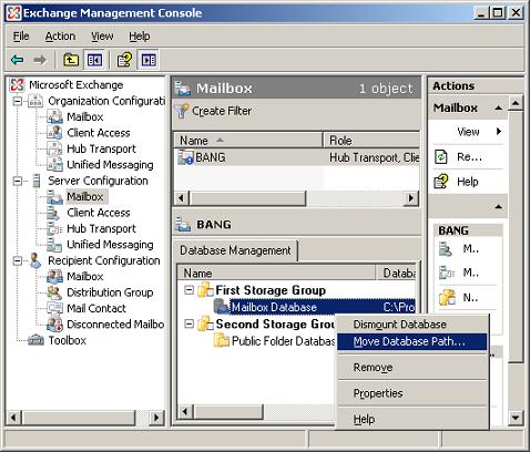 Move Mailbox Database