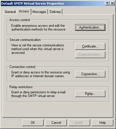 SMTP Virtual Server Access