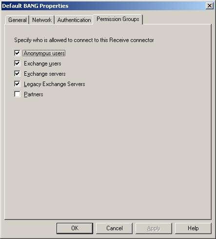 Receive Connector Permission Groups