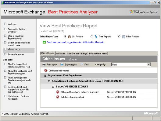 Viewing an Exchange BPA report