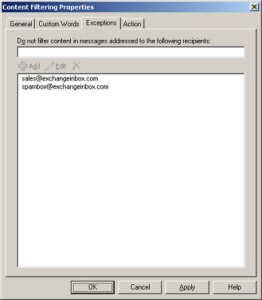 Content Filter Exceptions
