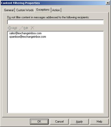 Content Filter Exceptions