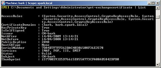 Exchange Certificate Properties