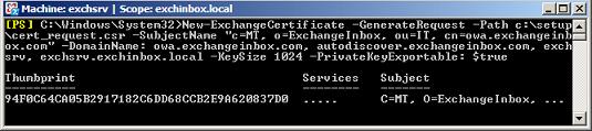 New-ExchangeCertificate