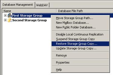 Restore Storage Group Copy