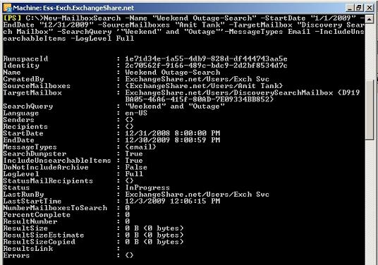 New-MailboxSearch cmdlet