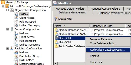 Add Mailbox Database Copy
