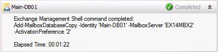Add Mailbox Database Copy - Finished