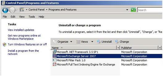 Uninstall Exchange 2007