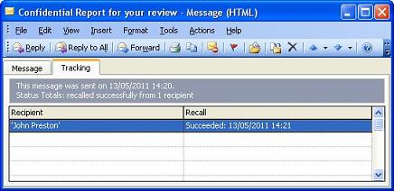 Outlook 2003 Tracking