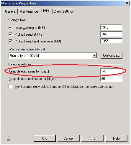 Exchange Database Retention