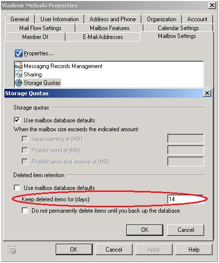 Exchange Mailbox Retention