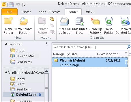 Recovered to Deleted Items Folder