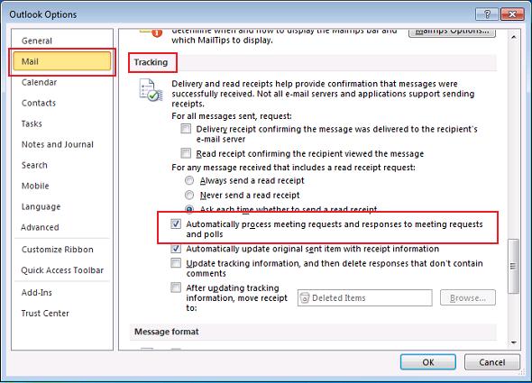 Outlook 2010 Tracking