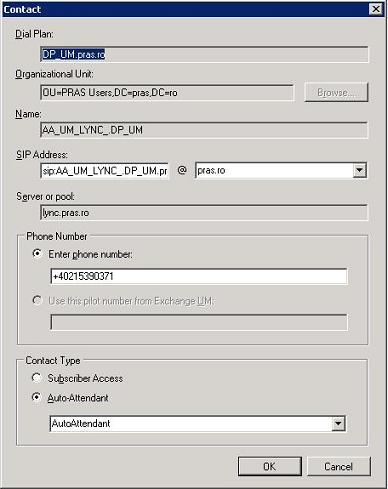 Exchange UM AutoAttendant