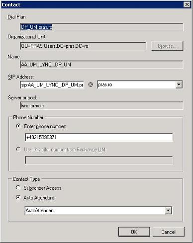 Exchange UM AutoAttendant