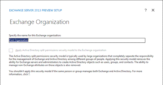 Exchange 2013 Install - Organization