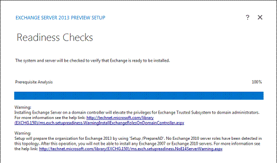 Exchange 2013 Install - Readiness Report