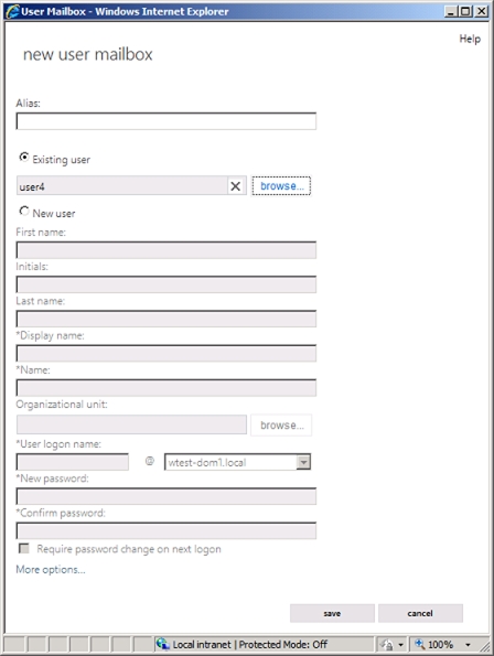 Exchange 2013 | Recipients | Mailboxes | New Mailbox