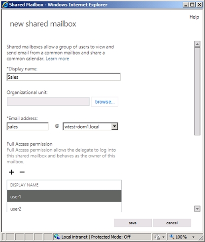 Exchange 2013 | Recipients | Shared Mailbox