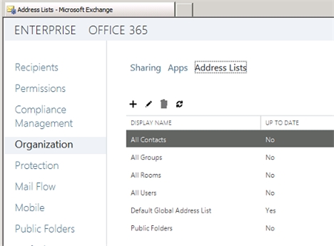 Exchange 2013 | Organization | Address Lists