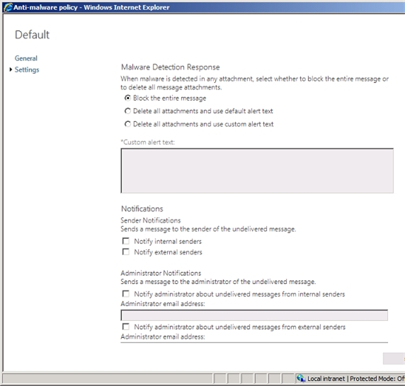 Exchange 2013 | Protection | Anti-Malware | Default