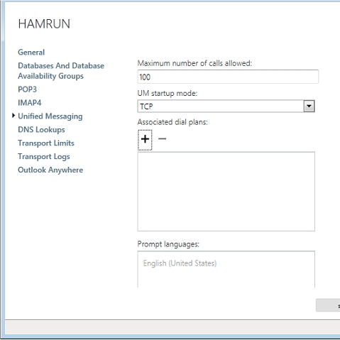 Exchange 2013 | Servers | Servers | Unified Messaging