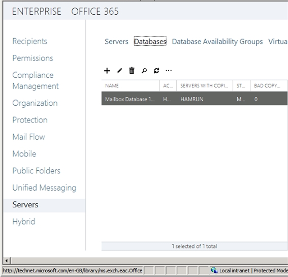 Exchange 2013 | Servers | Databases