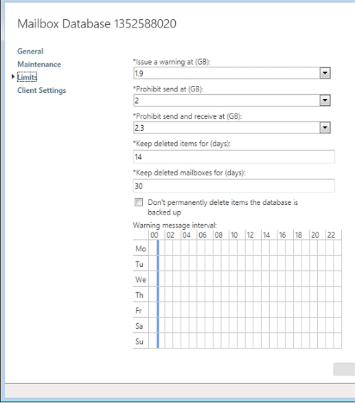 Exchange 2013 | Servers | Databases | Limits