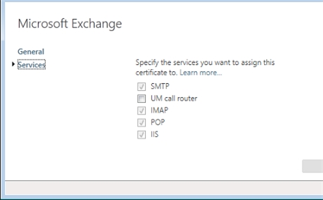 Exchange 2013 | Servers | Certificates | Services