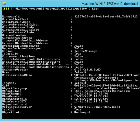 Get-MalwareFilterPolicy
