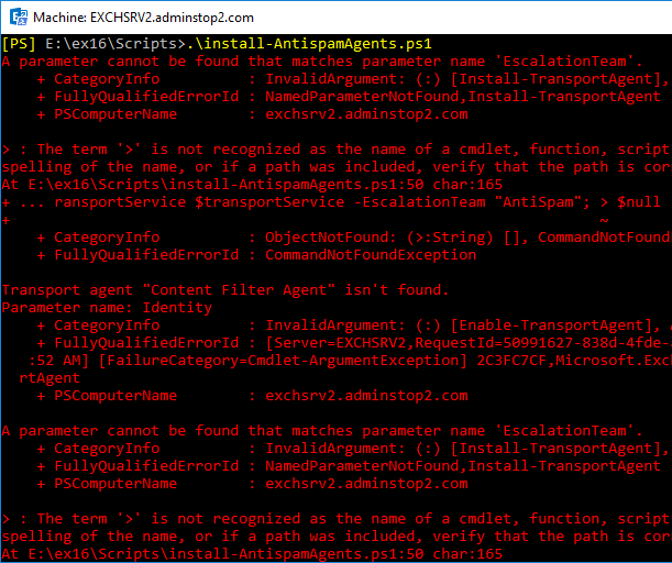 Install-AntiSpamAgents Error