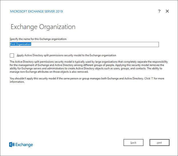 Exchange Organization Name